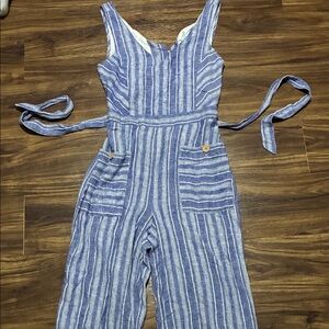 Indigo Rein Blue and White Striped Girls' Jumpsuit Romper